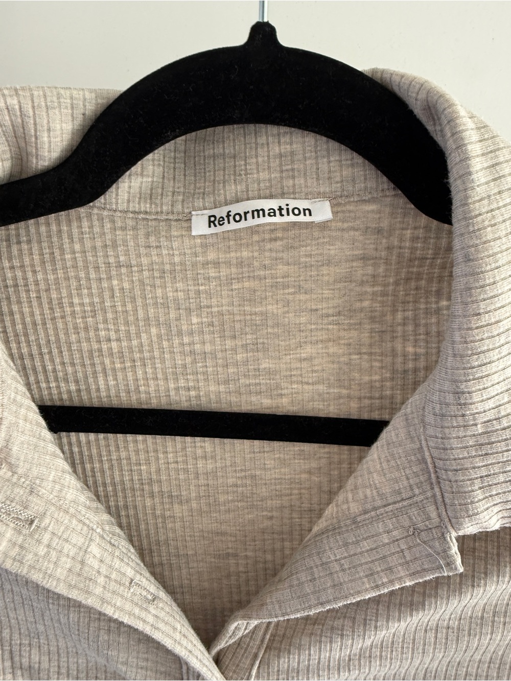 Reformation Beige Button-Front Ruched Polo Dress - Picture 3 of 6